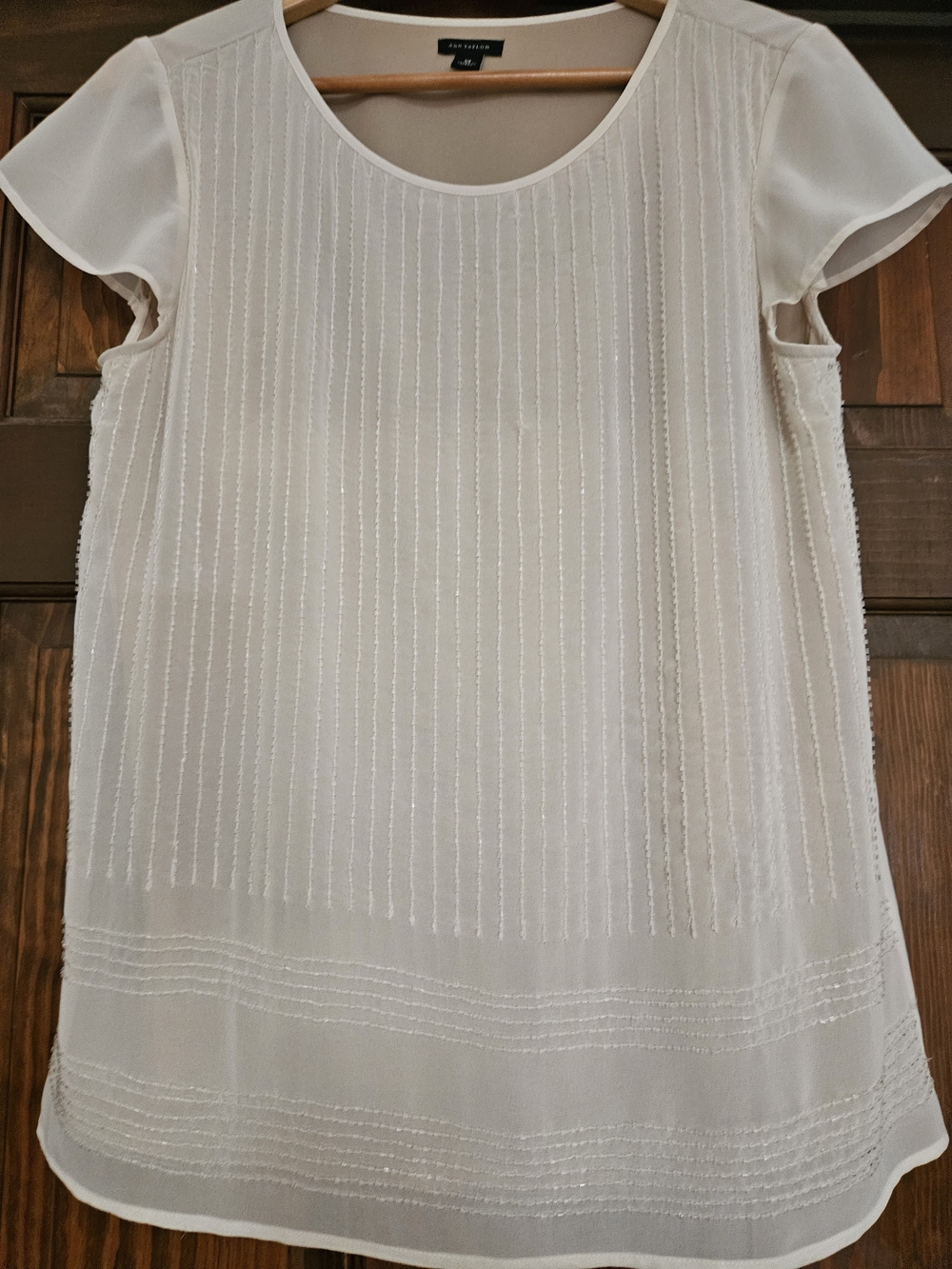 Ann Taylor Sleeveless Ivory Overlay Blouse
